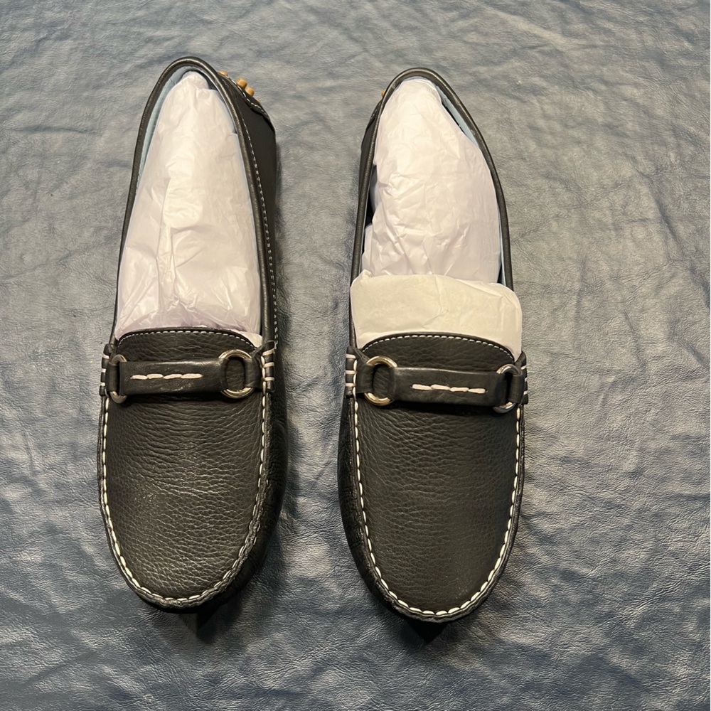 Francis Valentine - Charlie Driving Moc Tumbled Leather Black size 6. New in box